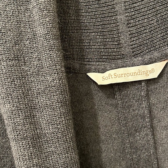 Soft Surroundings Dark Gray Mixed Media Open Front Seater Cardigan Size MP - Picture 7 of 8